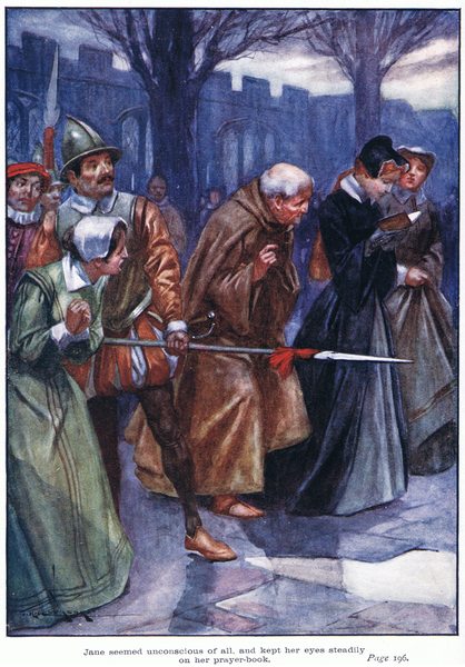 Jane seemed unconcious of all, and kept her eyes steadily on her prayer book von Thomas Heath Robinson