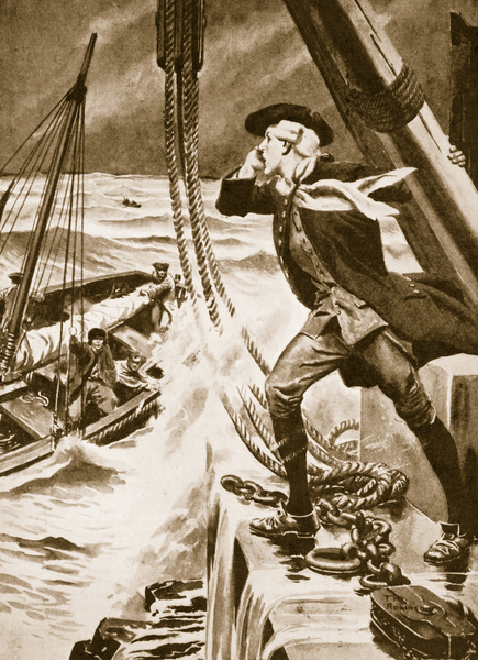 John Smeaton at work on his Eddystone lighthouse von Thomas Heath Robinson