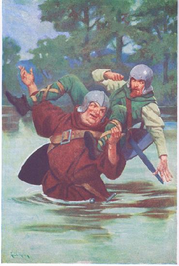 With a pull from his great hands he sent the outlaw floundering into the stream