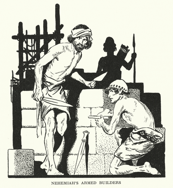 Nehemiahs Armed Builders von Thomas Heath Robinson