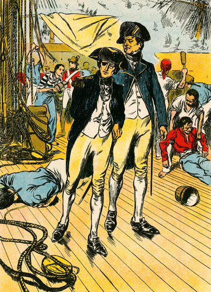 Nelson on the Victory at Trafalgar von Thomas Heath Robinson