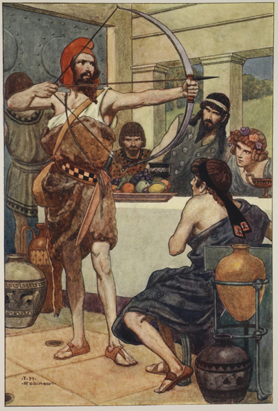 Odysseus punishes the suitors von Thomas Heath Robinson