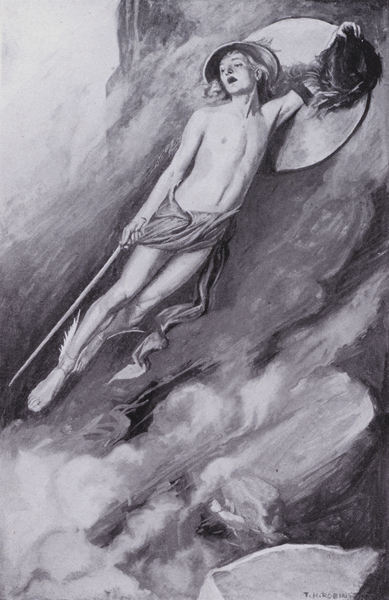 Perseus sprang into the air aloft von Thomas Heath Robinson