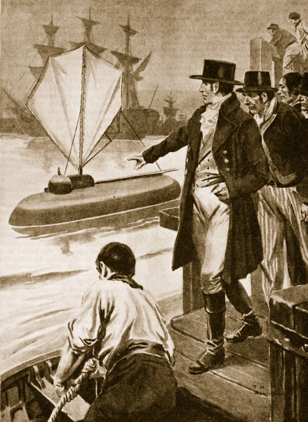 Robert Fulton in France showing his submarine Nautilus in operation von Thomas Heath Robinson
