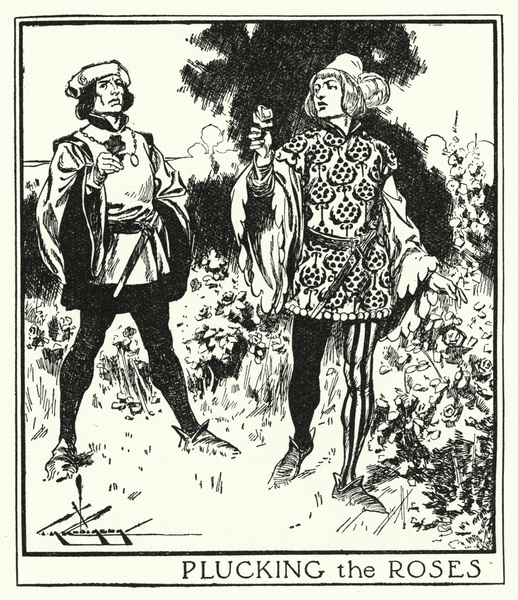Plucking the Roses, illustration for A Play-Book of History by Mrs A. A. Whiddington, c.1911 von Thomas Heath Robinson