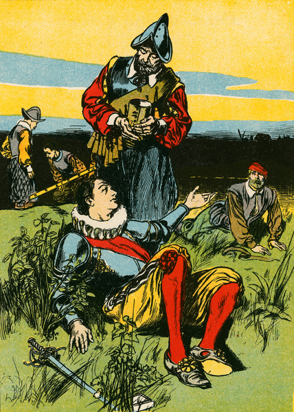 Sir Philip Sidney and the dying soldier von Thomas Heath Robinson