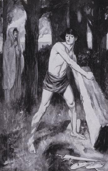 Theseus lifted it, and rolled it over