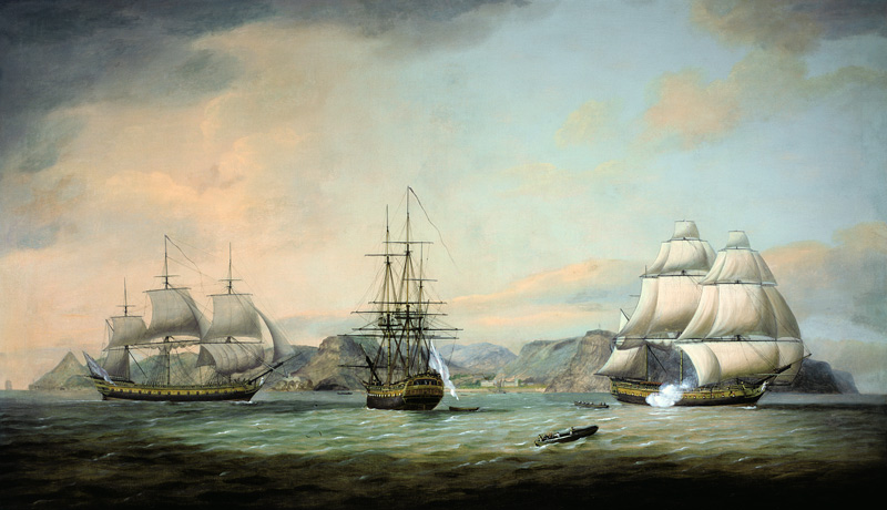 East Indiaman Ceres off St Helena von Thomas Luny