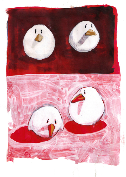 Birds on Black and White on Red von Thomas MacGregor