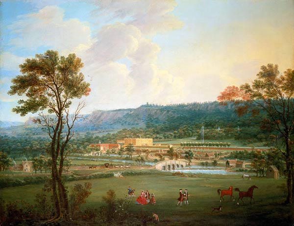 Blick von Südwesten auf Chatsworth (Derbyshire) von Thomas Smith of Derby