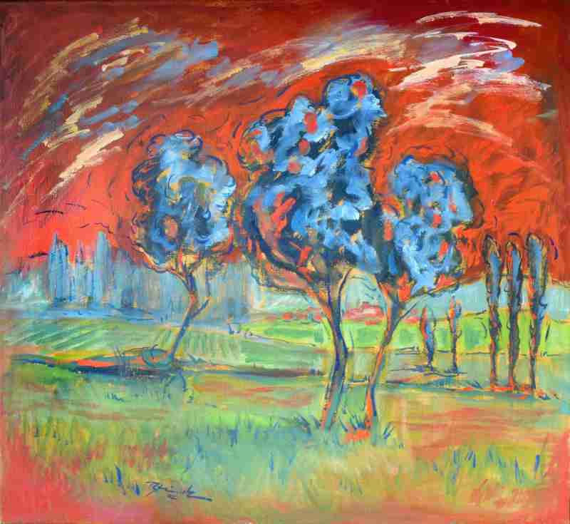 Landschaft mit rotem Himmel 2802 von Thomas Steinmetz