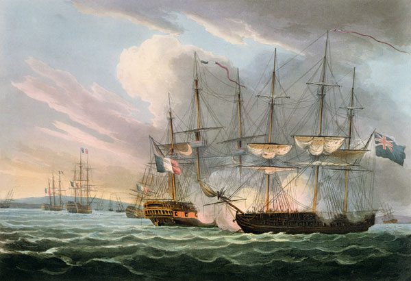 Destruction of the French Fleet in Basque Roads, April 12th 1809, from 'The Naval Achievements of Gr von Thomas Whitcombe