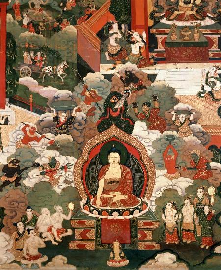 Life of Buddha Sakymuni, the Armies of Mara Attacking the Blessed
