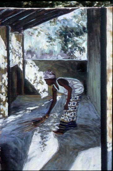 Girl Sweeping I, 2002 (oil on canvas) (see also 188680-681)  von Tilly  Willis