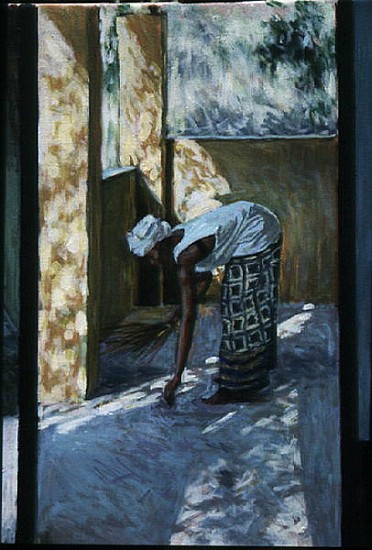 Girl Sweeping II, 2002 (oil canvas) (see also 188679, 188681)  von Tilly  Willis