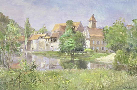 On the River Lot, 1991 (w/c)  von Tim  Scott Bolton