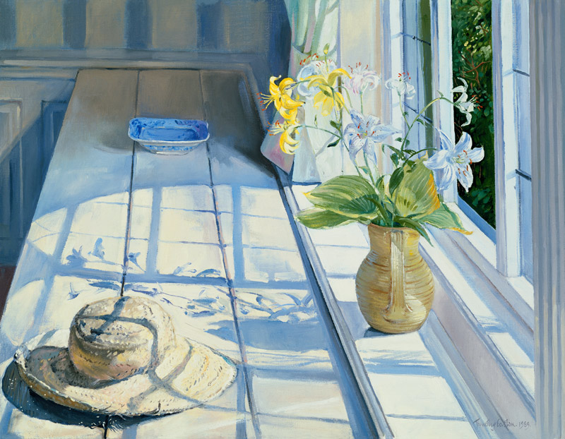 Lilien und ein Strohhut von Timothy  Easton