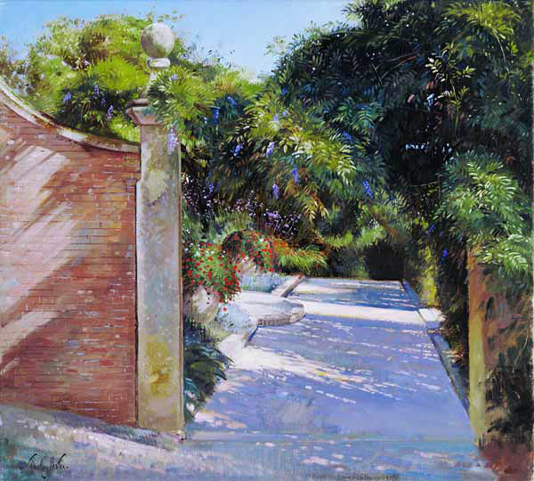 Gateway into the Sundial Garden at Heligan (oil on canvas)  von Timothy  Easton