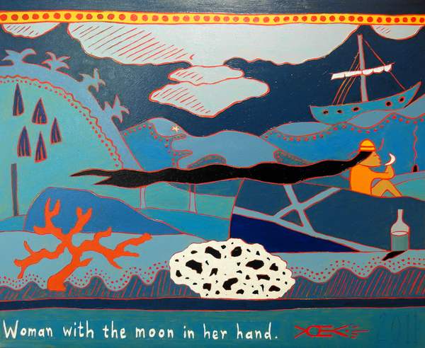 woman with the moon in her hand von Timothy Nathan Joel