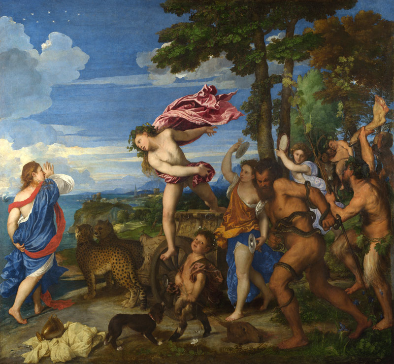 Bacchus and Ariadne, 1520-23 (pre-restoration) (detail of 273110) von Tizian (Tiziano Vercellio/ Titian)