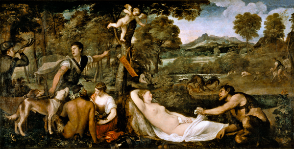 Pardo Venus or Jupiter and Antiope von Tizian (Tiziano Vercellio/ Titian)