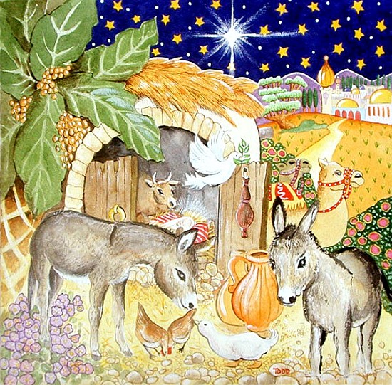 Animals around the Stable, 2005 (w/c on paper)  von Tony  Todd