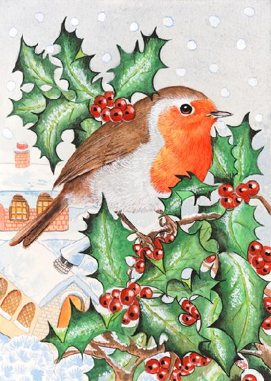 Robin in the Holly