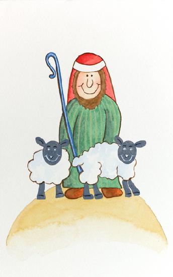 Shepherd with Two Sheep