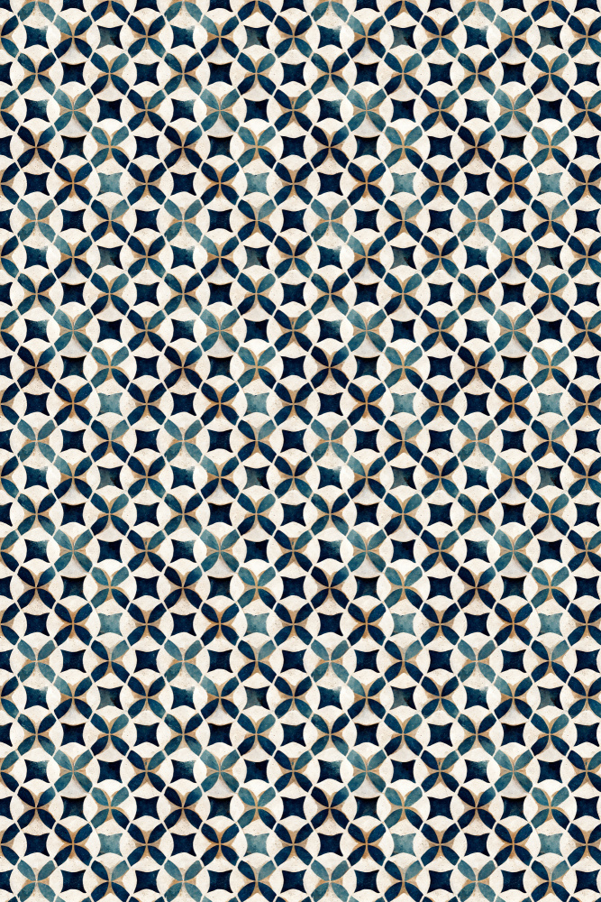 Vintage Blue Beige Pattern von Treechild