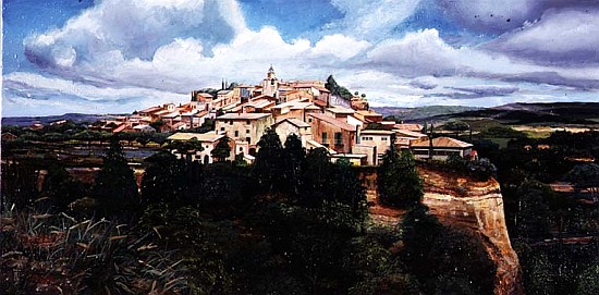 Hilltown, Roussillion, France (oil on canvas)  von Trevor  Neal