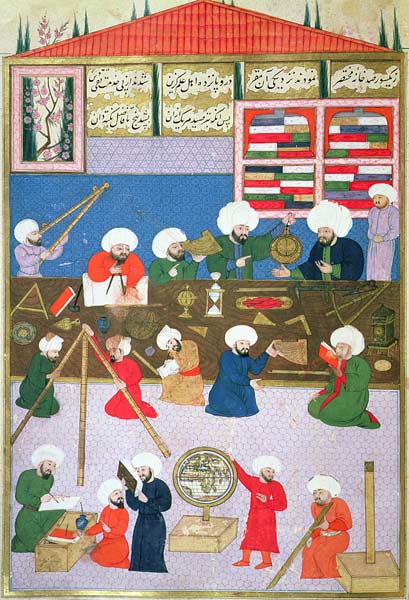 FY 1404 Takyuddin and other astronomers at the Galata observatory founded in 1557 by Sultan Suleyman von Turkish School