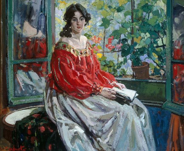 Dame mit Buch von Ulisse Caputo