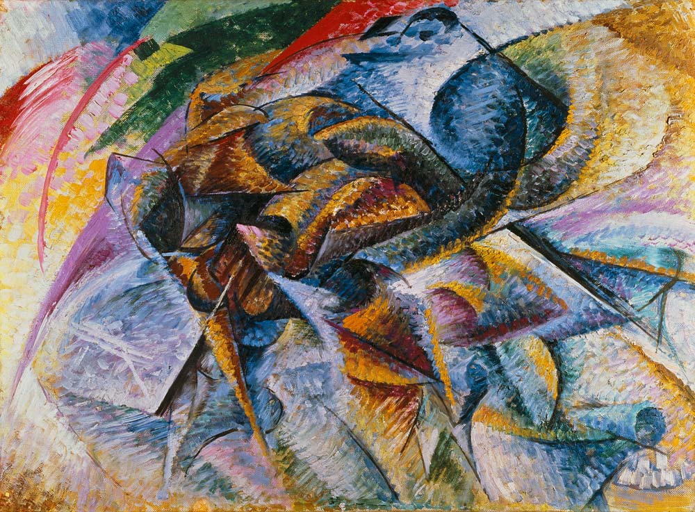 Dynamik eines Radfahrers. von Umberto Boccioni