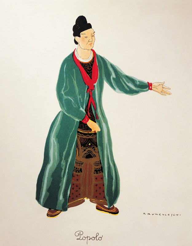 Kostüm für die Turandoter von Giacomo Puccini, Entwurf von Umberto Brunelleschi (1879-1949) für die  von Umberto Brunelleschi