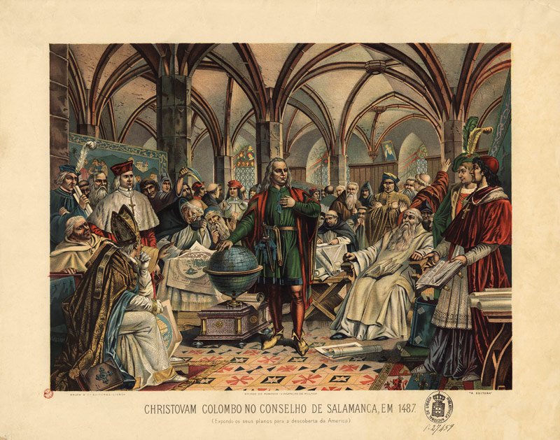 Christoph Kolumbus vor dem Rat von Salamanca 1487 von Unbekannter Künstler