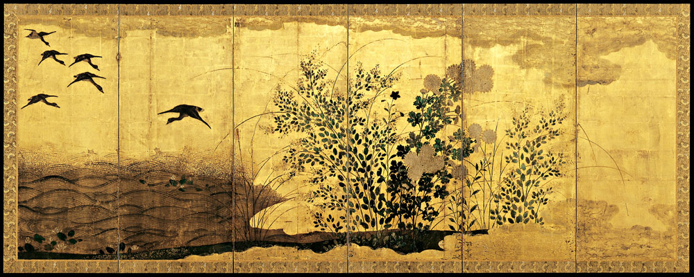 Herbstlandschaft mit Wildgänse von Unbekannter Künstler