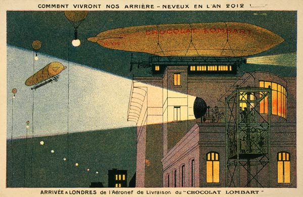 Serie "Wie werden unsere Großneffen im Jahr 2012 leben" von Schokoladenfabrik Lombart von Unbekannter Künstler