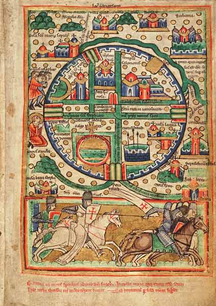 Plan von Jerusalem. Detail des Psalter von Unbekannter Künstler