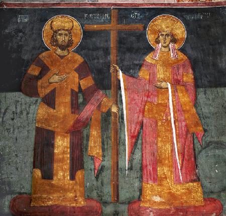 Lobpreisung des Kreuzes. Heiligen Konstantin der Große und Helena