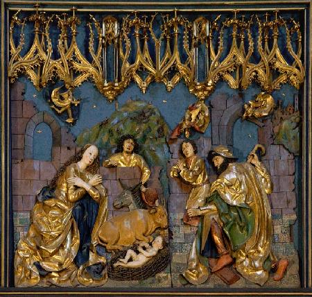 Der Krakauer Marienaltar: Die Geburt Christi (linkes mittleres Flügelrelief) 1477-89