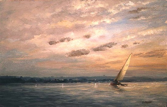 October Sail (Yacht on the Medway opposite Gillingham) von Vic  Trevett