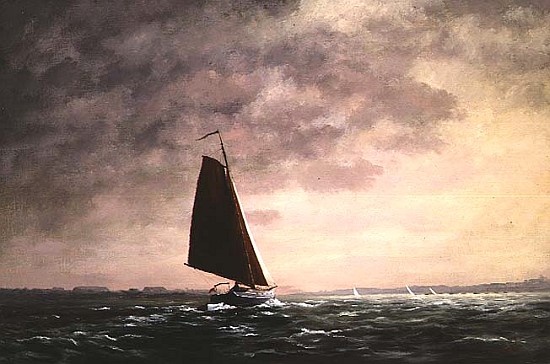 Passing Squall on the Medway (Dutch built steer yacht) von Vic  Trevett