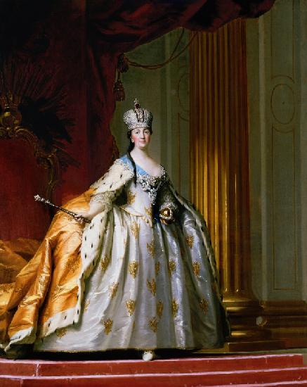 Porträt der Kaiserin Katharina II. in ihrer Krönungsrobe