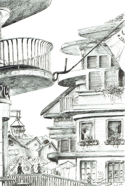 cafe at Crans - Montana, Switzerland von Vincent Alexander Booth