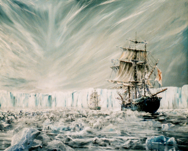 James Clark Ross discovers Antarctic Ice Shelf January 1841 (1) von Vincent Alexander Booth