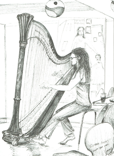 The Harpist 8th day cafe Manchester von Vincent Alexander Booth