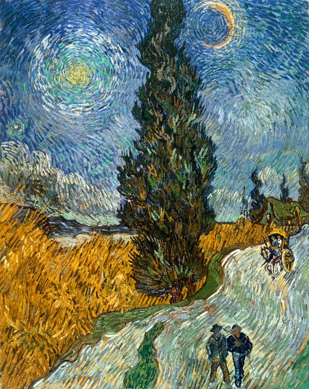 Zypressenweg unter dem Sternenhimmel von Vincent van Gogh