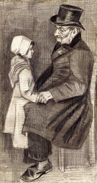 Seated Man with his Daughter, 1882 (black chalk, pencil on von Vincent van Gogh