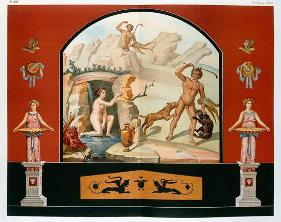 Actaeon Discovers the goddess Diana at her Bath, reconstruction of a fresco in the House of Sallust von Vincenzo Loria