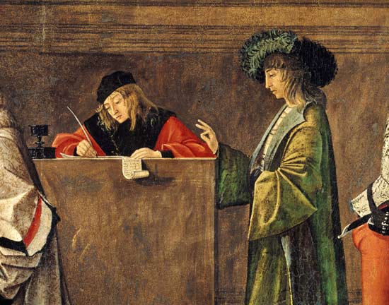 V.Carpaccio, Gesandter und Schreiber von Vittore Carpaccio